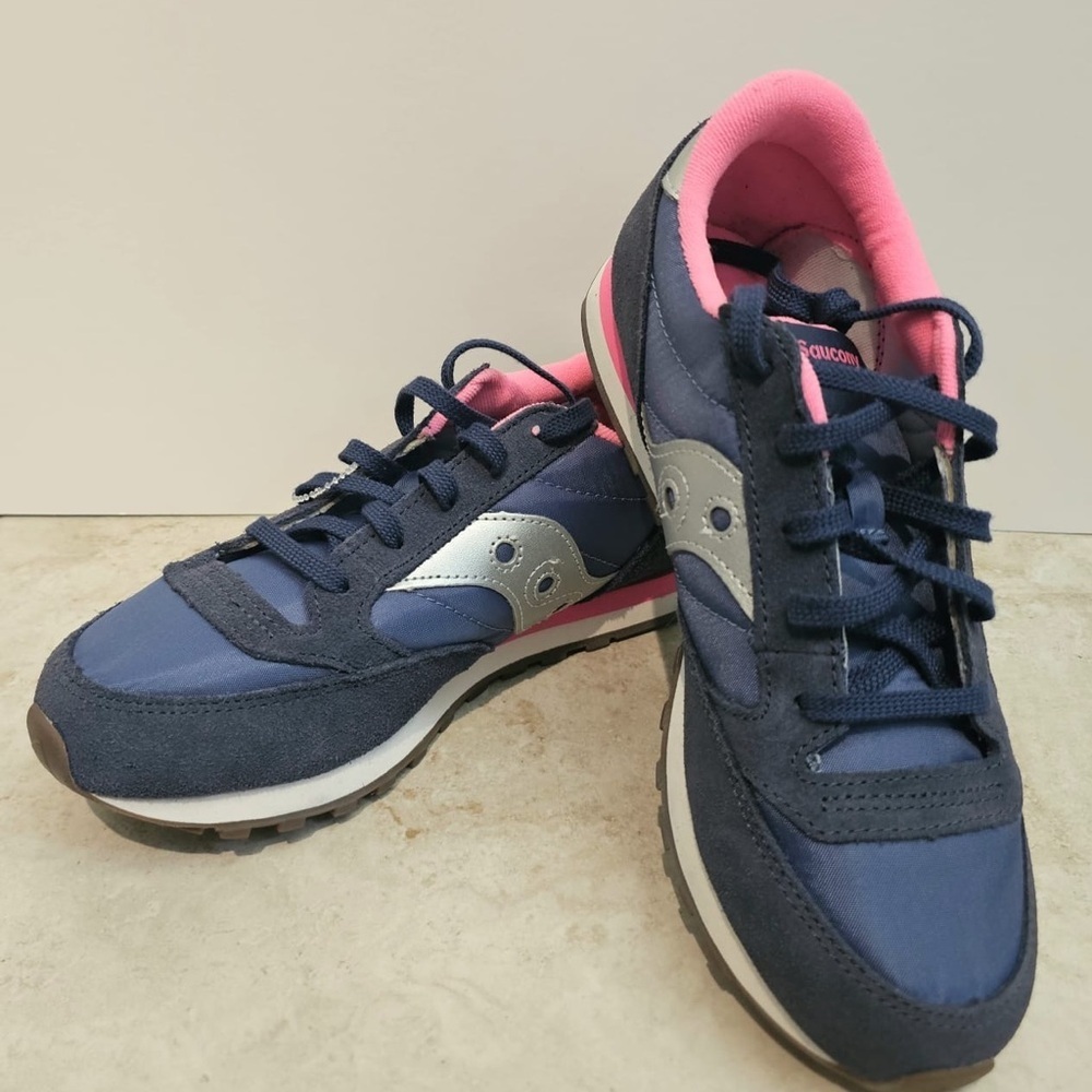 Saucony Kids Jazz Original Retro Sneakers Navy Blue Pink NWT